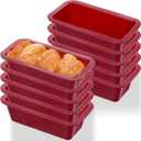 Tobeelec 10 Pcs Silicone Bread Loaf Pan, Non-Stick Silicone Loaf Pans for Baking, Silicone Baking Mold for Homemade Loaf, Bread and Meatloaf (Red)