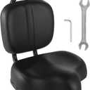 Bike Seat with Backrest, Oversized Memory Foam Bicycle Cushion with Back Support, Universal PU Saddle for Tricycle, Mountain & Electric Bikes, Includes Full Installation Kit