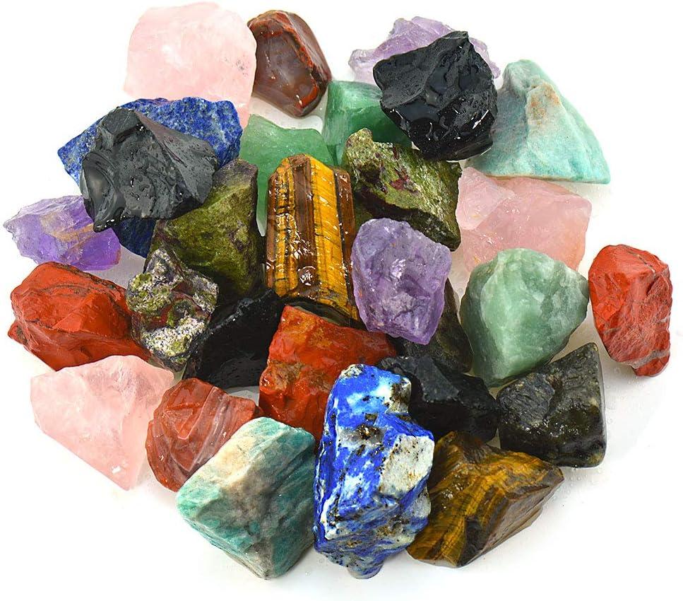 3 lbs Bulk Rough Madagascar Stones Mix Large 1" Natural Raw Stones Crystal for Tumbling, Cabbing, Fountain Rocks, Decoration,Polishing, Wire Wrapping, Wicca Reiki Crystal Healing (multiple color)