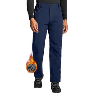 Mens Snow Ski Hiking Pants Winter Fleece Lined Outdoor Waterproof Insulated Zipper Bottom Leg