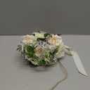 Wedding Bouquets for Bride Bridesmaid,White Champagne Artificial Roses Flowers for Wedding Church Decoration (6.5in)
