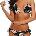 American Trends Women's String Two Piece Halter Top Triangle Bikini Set with Tie Side Bottom Sexy Swimsuit Bathing Suits Small