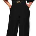 acelyn Elegant Jumpsuit for Women Dressy Sexy Plus Size Wide Leg Pant Suit One Piece Party Outfits Black L