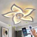 Dalouguan Flush Mount Ceiling Fan with Lights, 24" White ,Remote Control, 6 Speeds 3 Light Color Low Profile Ceiling Fan for Kitchen