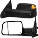 Towing Mirrors Compatible with Dodge Ram 1500 2002-2008, 2500 3500 2003-2009 Trailer Tow Side Mirrors Power Heated Turn Signal Light Truck Black Pair Set Mirrors