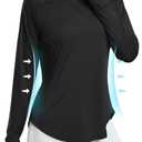 G4Free Women's Long Sleeve Workout Tops Sun Shirts Lightweight (Black, XS)