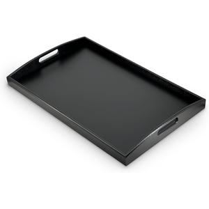 Bam & Boo Black Bamboo Serving Tray Extra Large with Handles for Food, Drinks, Storage, Decor, Vanity, Breakfast, Parties, Weddings, Picnics(23.6 x 15 x 2.35, Black)