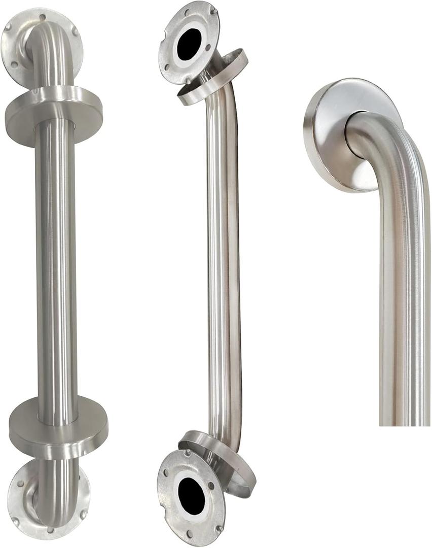 18 Inch Shower Grab Bar 2 Pack, 18" L x 1.25" D Brushed Nickel All-Welded Stainless Steel, ADA Safety Shower Handle for Bathroom,Stairway,Anti-Slip Grab Bars for Elderly,Handicap,Pregnant