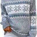Women’s Snowflake Christmas Sweater Warm Knitted Winter Pullover Crewneck Tops Long Sleeve Christmas Party Sweater, M