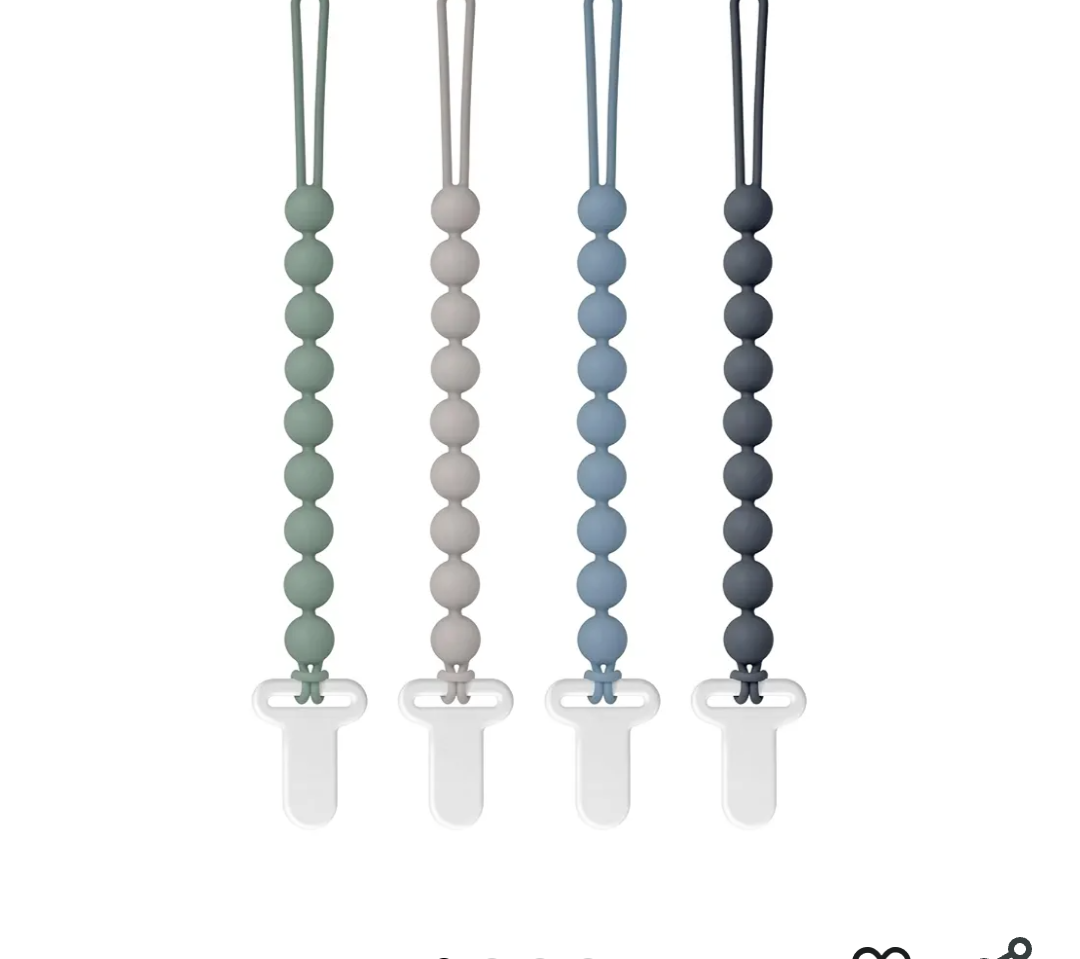 Pacifier Clips Silicone, 4-Pack Pacifier Holder Clip with Stylish Round Design, 100% Food Grade Silicone, Safe Essentials for Newborns Baby Boys and Girls