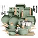 Kitchen Academy 30Pcs Induction Cookware Sets - Nonstick Kitchen Cooking Pans Set, Pots and Pans Set Non Stick, Green Healthy & Non Toxic Cookware Set
