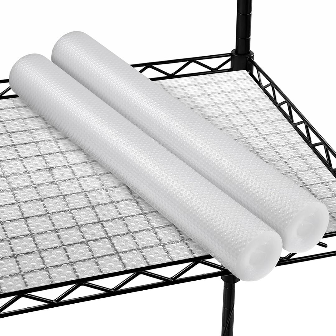 2 Roll Shelf Liner for Wire Shelving, 18x197'' Non Adhesive | Cabinet Drawer Liners Non Slip Clear Waterproof Shelves Liners Easy to Cut 2mm Thick Non-Slip Stain-Proof Wire Shelf Liner