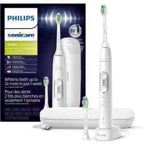 Philips Sonicare ProtectiveClean 6500 Rechargeable Electric Toothbrush, with Pressure Sensor, 3 Cleaning Modes, SmarTimer and QuadPacer, 14-Day Battery Life, Charging Travel Case, White, HX6462/05