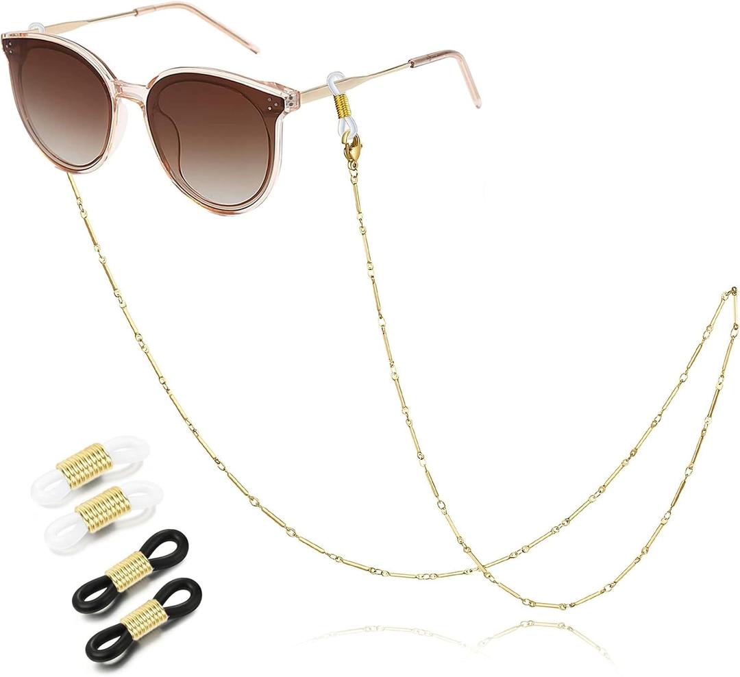SAM & LORI Stylish Eyeglass Chain for Women-Silver/Gold/Rosegold/Black (Bar Link-gold)