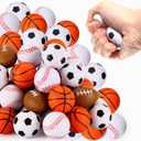 WELLVO Sports Party Favors 36 Pack 1.6 inch Sports Stress Relief toys Goodie Bags Stuffers Mini Foam fidget toys for Stress Anxiety Relief Classroom Prizes Kids Return Gifts Birthday Party Favors Toys