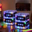 Relaxweex 2 Sets 80s 90s Glowing Novelty Cassette Tape Bucket Centerpiece 80s Party Supplies 90s Theme Birthday Party Supplies Light Cassette Tape Table Decor for Music Retro Hip Hop 1980 1990 Event