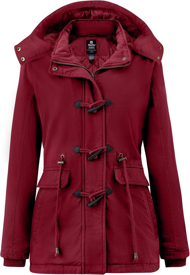 wantdo Women's Winter Thicken Jacket Cotton Coat with Removable Hood (XX-Large, Claret)