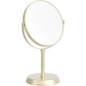 Amazon Basics Tabletop Magnifying Mount Vanity Round Mirror, 1X/5X Magnification, Iron Frame, 7.2"L x 4.92"W, Gold
