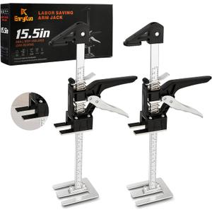 Labor Saving Arm Jack 2 Pack,15.5 Inch Multifunctional Furniture Lifter Jacks for Installing Cabinets and Wall Tile Height Adjuster Handheld Tool, Black