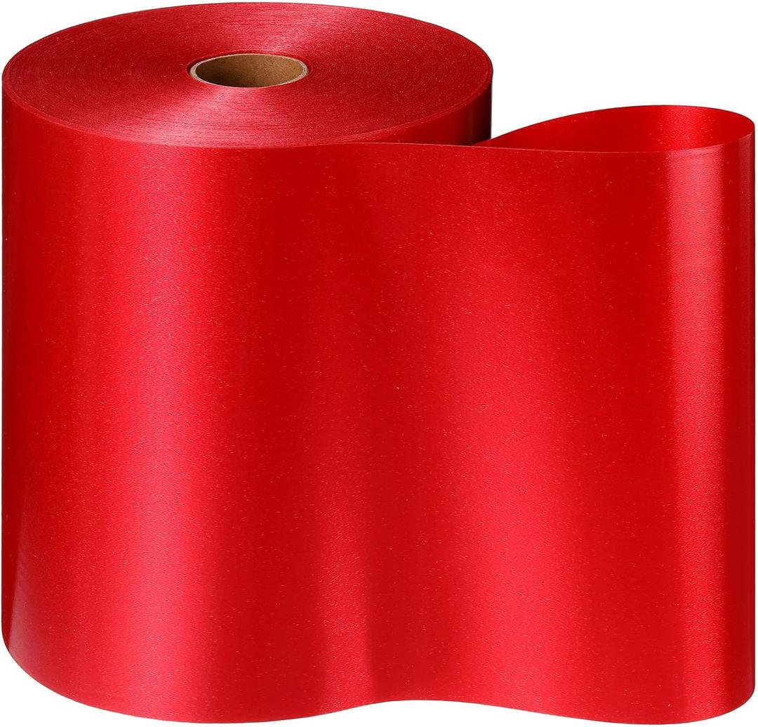 Syhood Outdoor Leaf Ribbon Floral Satin Ribbon for Crafts Aspidistra Waterproof Holiday Outdoor Decoration(8 Inch X 216 Yards,Red)