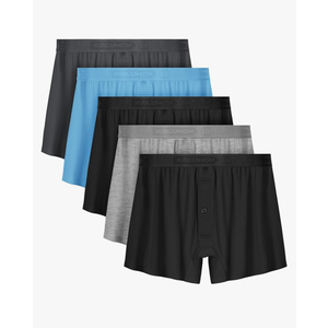 IGOLUMON Mens Underwear Boxer Shorts 5 Pack Bamboo Rayon Boxers for Men Classic Relaxed Fit Boxer Shorts with Button Fly, Size L