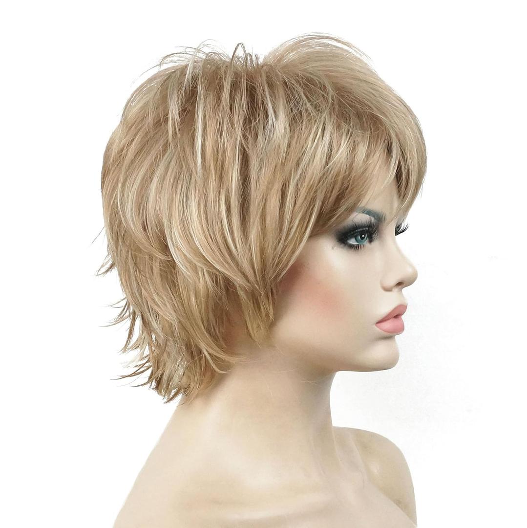 Lydell Short Layered Shaggy Wavy Full Synthetic Wigs (L16/613 Blonde Highlights)