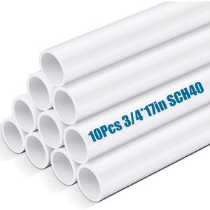 10 Pcs 3/4 Inch PVC Pipe 16" Long White Sch40 Industrial PVC Pipes, Greenhouse, Garden, Workshop, Farm, Furniture Grade for Home