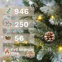 DWVO Prelit Christmas Tree 6ft with 56 Pine Cones & White Pine Needle, Atificial Tree with 250 LED Lights, Full Green Xmaxs Trees with 946 Metal Hinged Branch Tips & Stand Remote Controlled