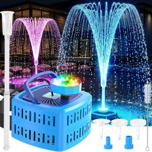 Pond Filter Pumps with Lights, 800GPH Pond Pump with Filter Fountain Kit,130W Pond Filter System with Pump Filter Kit, Koi Pond Filters for Outdoor Pond Water Features(Corded Electric)-Blue