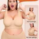 Vertvie Jelly Bras for Women Plus Size Minimizer Soft Wireless Push Up Bra Full Supportive Older Lift Back Coverage Bralette (Beige,36DD)