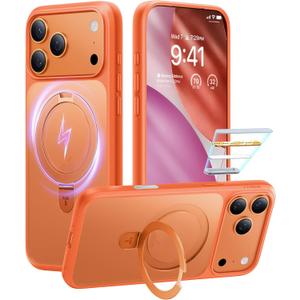 TORRAS for iPhone 17 Pro Max Case with Stand, Camera Control Button, Fit for MagSafe, Military Grade Protection, Translucent Slim Soft Edge Case for iPhone 17 Pro Max 6.9", Orange