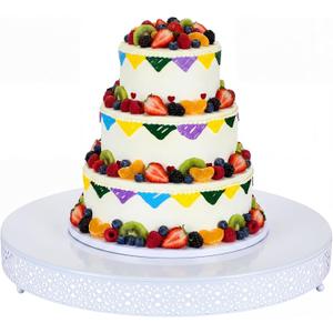 Cake Stand 20 Inch Round Metal Cupcake Dessert Wedding Cake Stand Cookies Display Holder Fruit Serving Tray for Table Wedding Birthday Anniversary Party, White