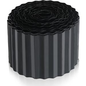 Quibbay Metal Corrugated Garden Edging, Landscape Edging for DIY Flower Beds, Flexible Bender Border for Lawn, Garden and Yard, Galvanized Garden Edging (Black, 6 Inch x 50FT)