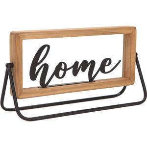 NIKKY HOME Wooden Home Sign, Freestanding Cutout Home Letter Sign Rustic Table Word Signs Decorative Letters Sign for Entryway Desk Shelf Indoor Decor