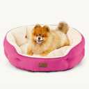 Bedsure Dog Beds for Small Dogs - Round Cat Beds for Indoor Cats, Washable Pet Bed for Puppy and Kitten with Slip-Resistant Bottom, 25 Inches, Sachet Pink