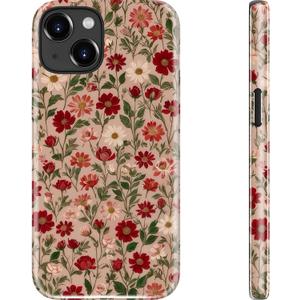 Goodon for iPhone 15 Case - Wireless Charging - Dual-Layer Hard Shell & Silicone Cover - Protective Phone Case with Cute Wildflower Designs for Women - Dainty Floral Pattern