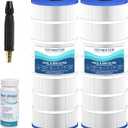 TidyMister PA200 Jandy CS200 Pool Filter Cartridge Replacement, Compatible with R0462400, PJANCS200, C-8418, FC-0823, 200 sq.ft, 2 Pack with Test Strips & Hose Spray Nozzle