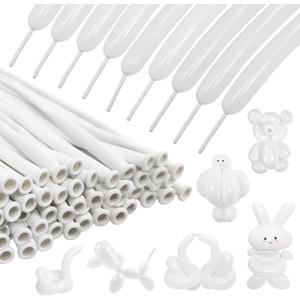 100Pcs 260 Balloons White Long Balloons for Balloon Garland Thickening Skinny Latex Twisting Balloon for Animals Modeling Christmas Birthday Wedding Party Decorations