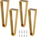 Osring 14 Inch Trapezoid Furniture Legs 4pcs, Solid Steel Furniture Hairpin Leg for Side Table, TV Stand and Cabinet, Gold