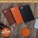 Lined Journal Notebook, A5 (5.7'' x 8.3"), 3 pieces, Journaling Notebooks for Men, Women & Kids, Leather Hardcover with closure, 96 pages, Lined Journal with Pen Holder, Office Supplies, Black, Brown & Beige