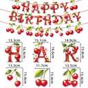 Cherry Theme Birthday Party Decorations ,Includes Happy Birthday Banner, Cherry Banner Hanging Swirls,Vibrant & Fun for Girl Princess Birth Party Cake Table Supplies Decor (Red)