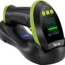 Tera Barcode Scanner Wireless with Screen: Pro Version 1D 2D QR with Setting Keypad Charging Cradle Works with Bluetooth 2.4G Wireless USB Wired Handheld Bar Code Reader HW0009 Green