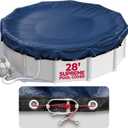 28 ft Round Pool Cover for Above Ground Pools, Above Ground Pool Cover, Swimming Pool Cover, Winter Pool Cover, Keeps Out Debris, Cold and UV Resistant, Supreme Mesh, Navy Blue
