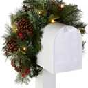 National Tree Company 36 in Pre-Lit Colonial Fir Artificial Christmas Mailbox Swag, Christmas Decoration with Red Berries, Pinecones, 15 Clear LED Lights, 120 Tips, Timer, Green