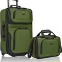 U.S. Traveler Rio Lightweight Carry-On Suitcase 20" Softside Expandable Design, Durable, Business and Travel, Evergreen, Set