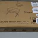 Folding Footrest Stool, Small Accent Ottoman with Thick Cotton Cushion & Bamboo X Legs, Modern Padded Sofa Stool for Makeup Bedroom Living Room (Beige)