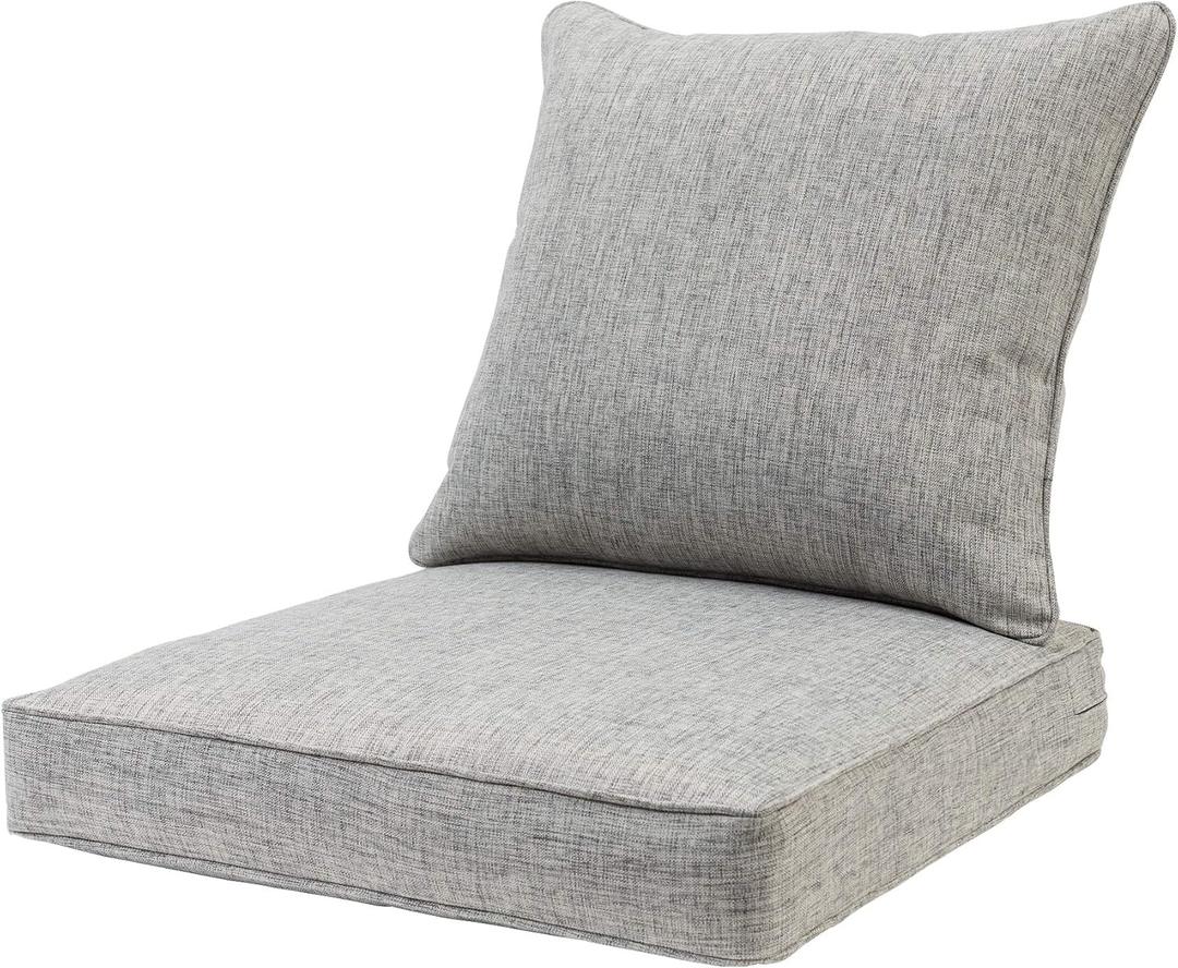 QILLOWAY Outdoor Chair Cushion Set,All WeatherOutdoor Cushions for Patio Furniture.Grey/Black