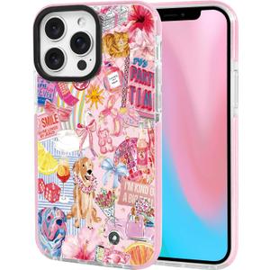 2 x ChiCsFleur for iPhone 13 Pro Case, TPU Phone case with Camera Protection for Women Girls Teens - Preppy Pink Collage Puppy Dog Bow Perfume Holiday Y2K Lemon Hibiscus Party Sorority Aesthetic Unique