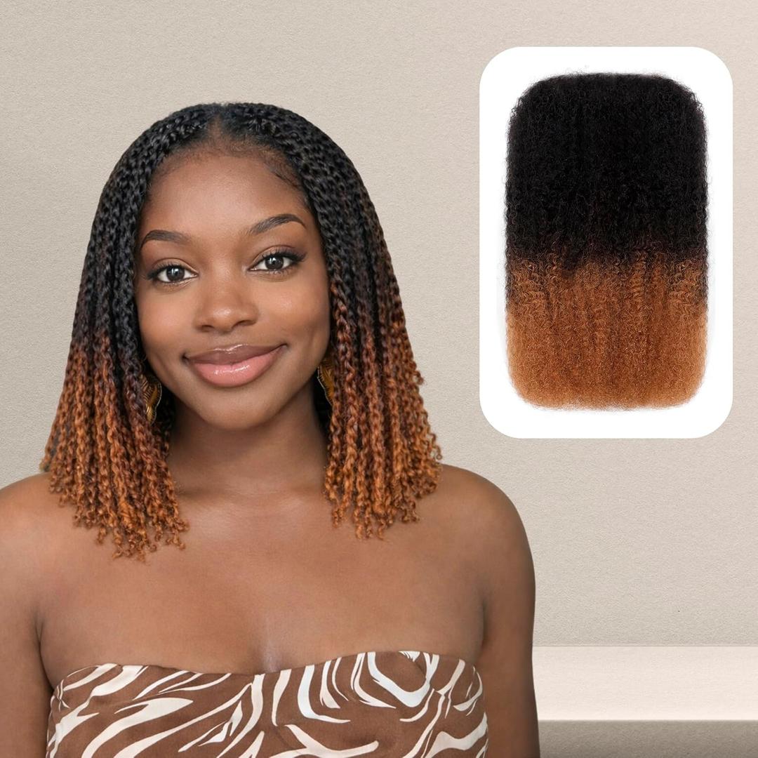 Afro Kinky Bulk Human Hair, 4C Afro Kinky-Curly Bulk Human Hair for Twist Mini Twists Braiding and Dreadlock Extensions 50g/Pack (T30, 14 Inch)