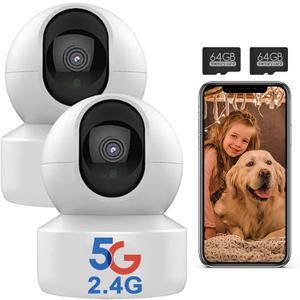 Ruihengfa Indoor Security Camera, 2K HD Pan/Tilt Wireless Pet Camera for Baby Monitor, 5G & 2.4G WiFi Home Security Camera for Dog/Nanny, Night Vision, Siren